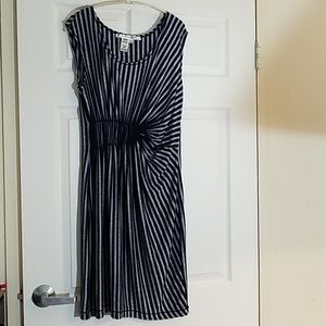 Max Studio blue and gray pleated ruching dress L